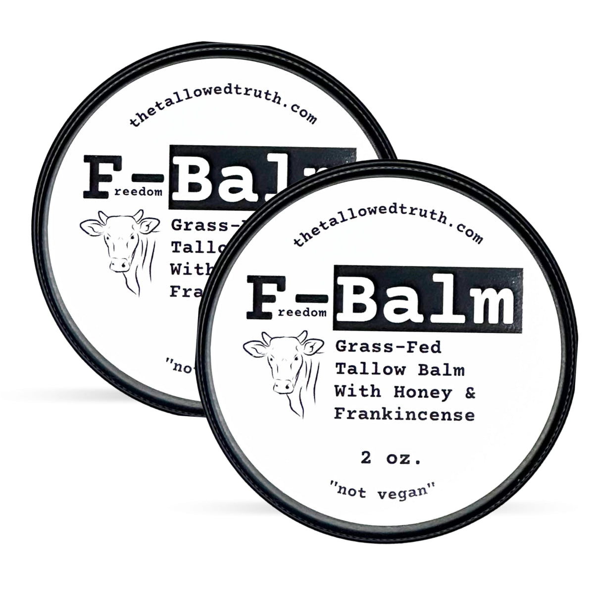 The Tallowed Truth F-Balm Tallow jar front view for smooth skin nourishment.
