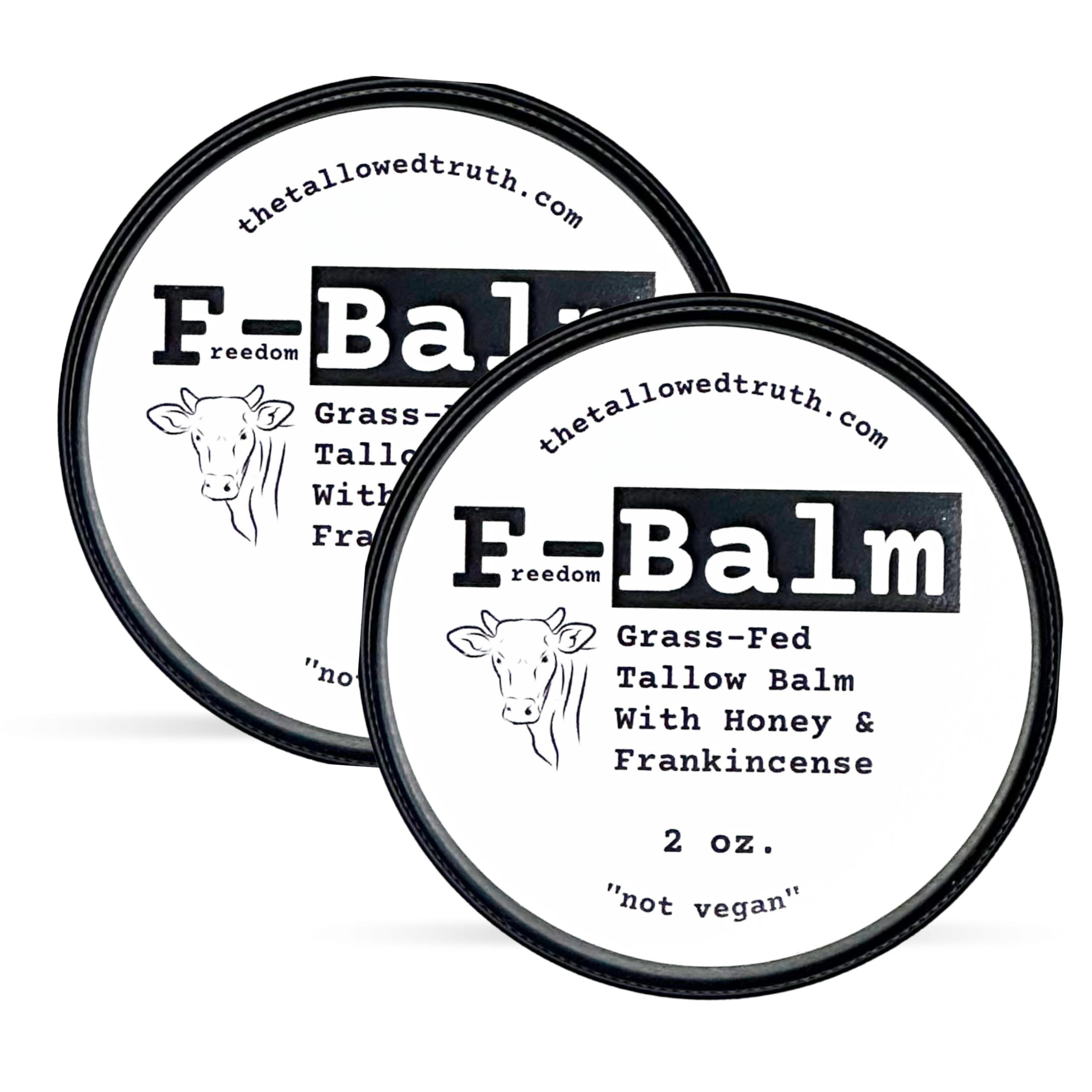 The Tallowed Truth F-Balm two-pack display for versatile storage.