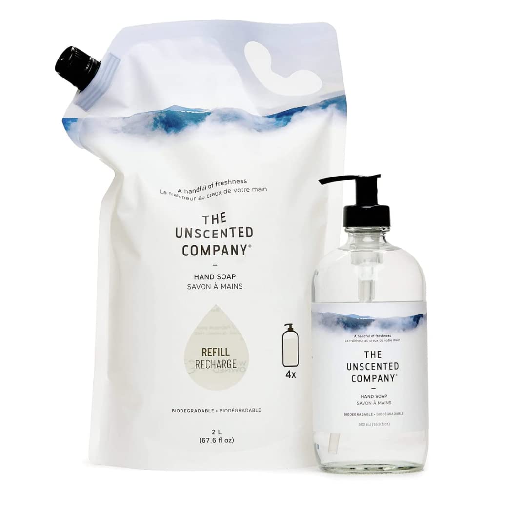 The Unscented Company family rinsing and washing hands with unscented soap.