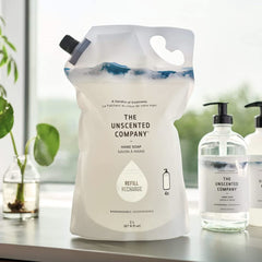 The Unscented Company fragrance-free hand soap close-up showing gentle formula.