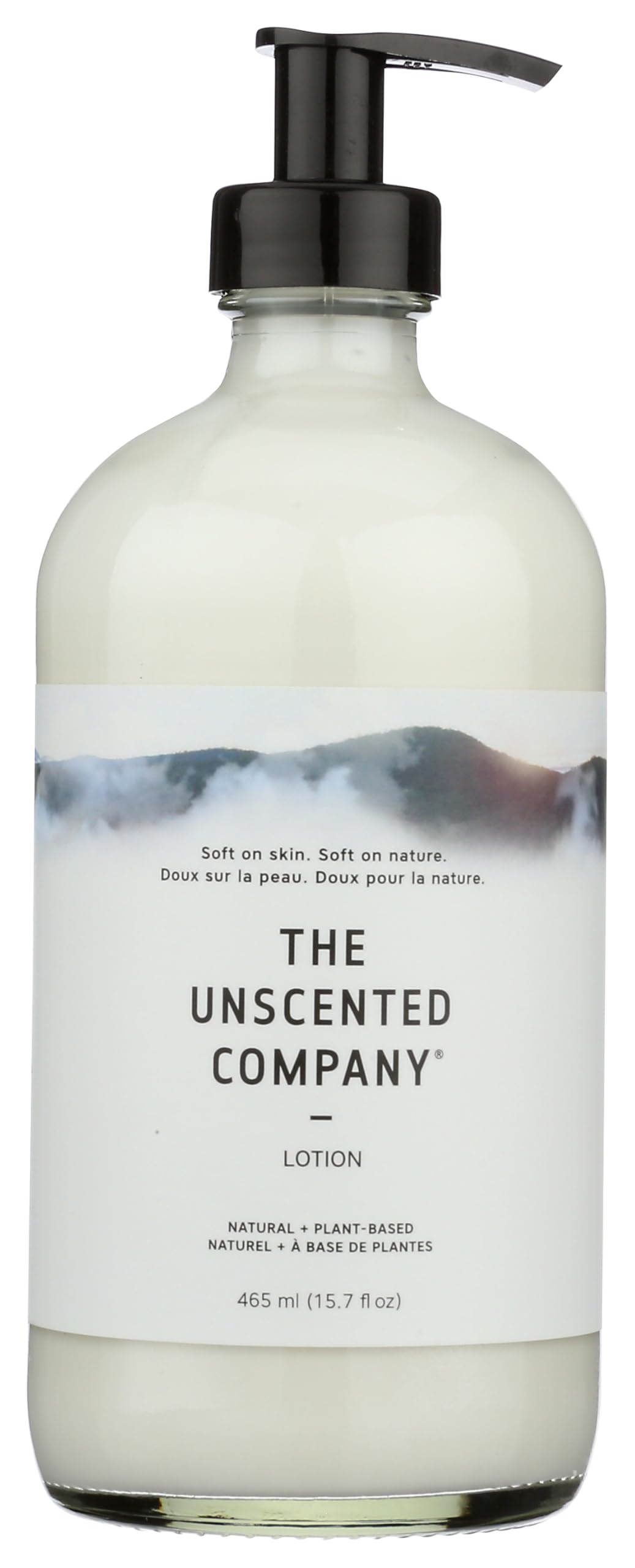 Loción sin fragancia de The Unscented Company en botella, ideal para piel sensible.