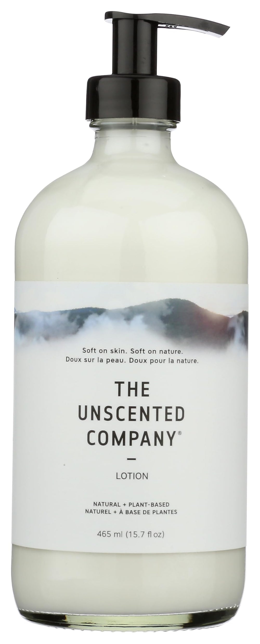 Loción sin fragancia de The Unscented Company en botella, ideal para piel sensible.