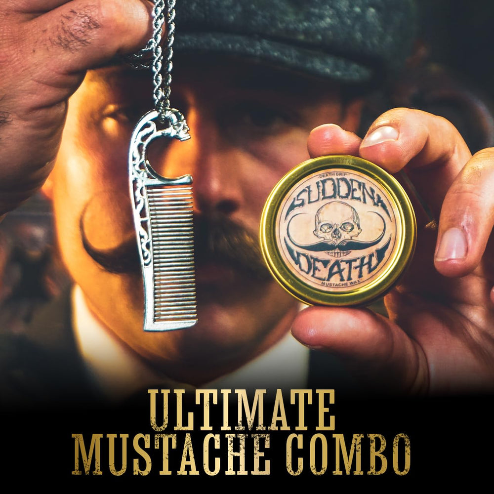 Moustache wax tin from The Vintage Grooming Co delivers strong hold in one compact package.