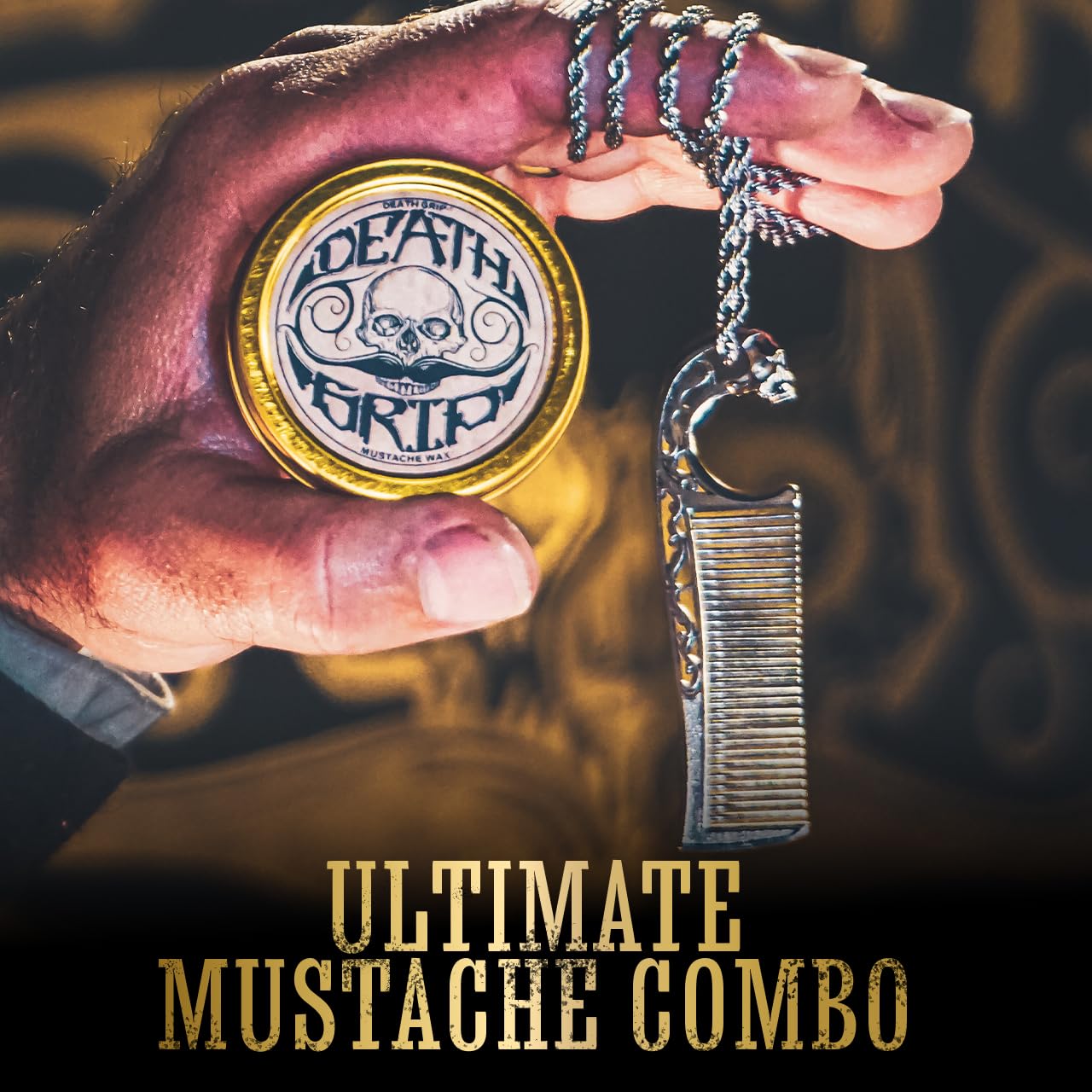 The Vintage Grooming Co necklace mustache comb for convenient on-the-go grooming