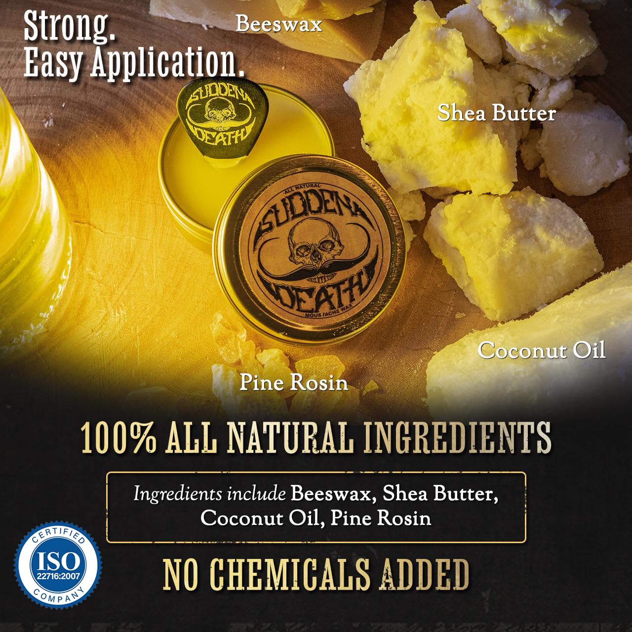 All-natural beeswax and jojoba nourish while shaping whiskers with The Vintage Grooming Co.