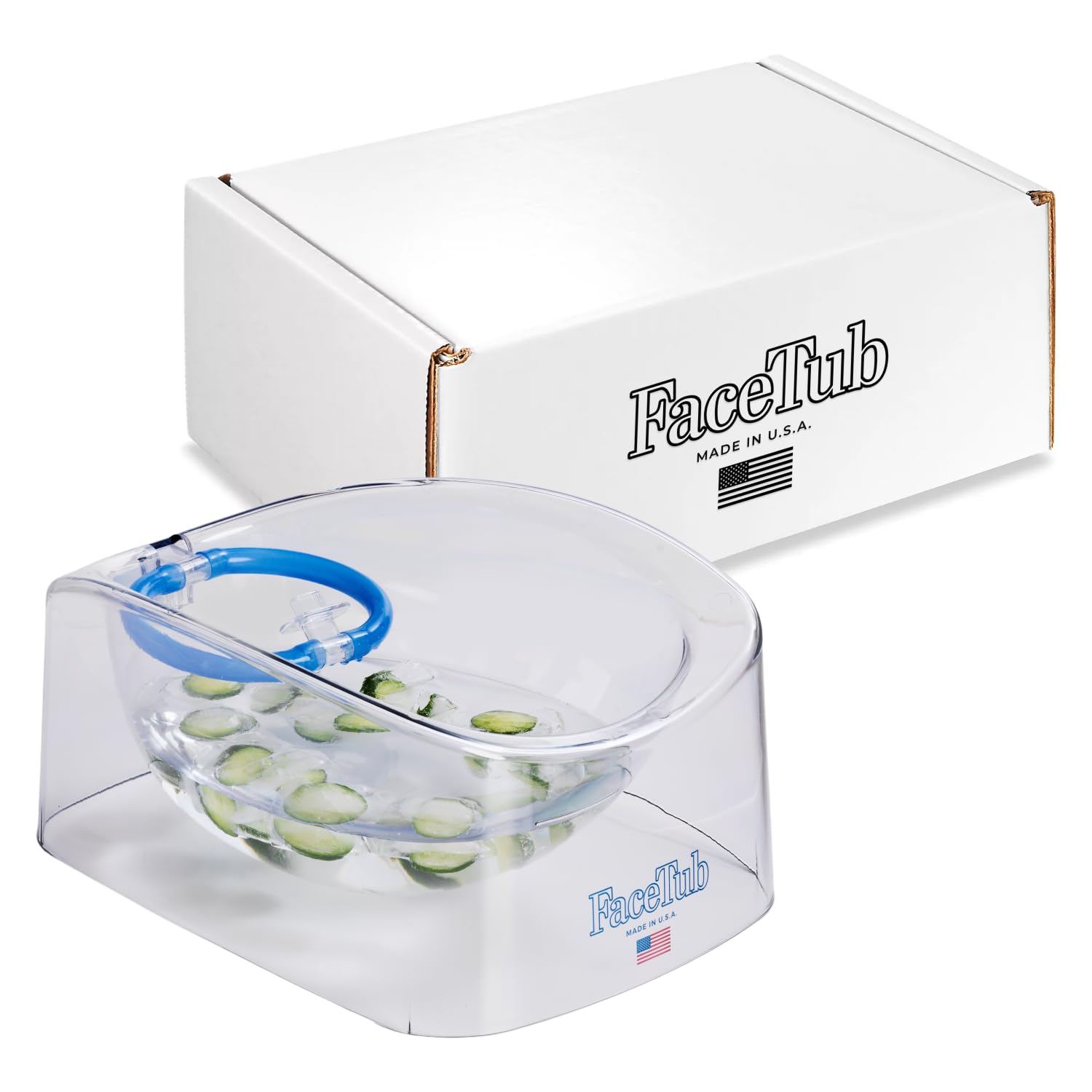 The FaceTub cold ice bath bowl ready for a refreshing facial plunge.