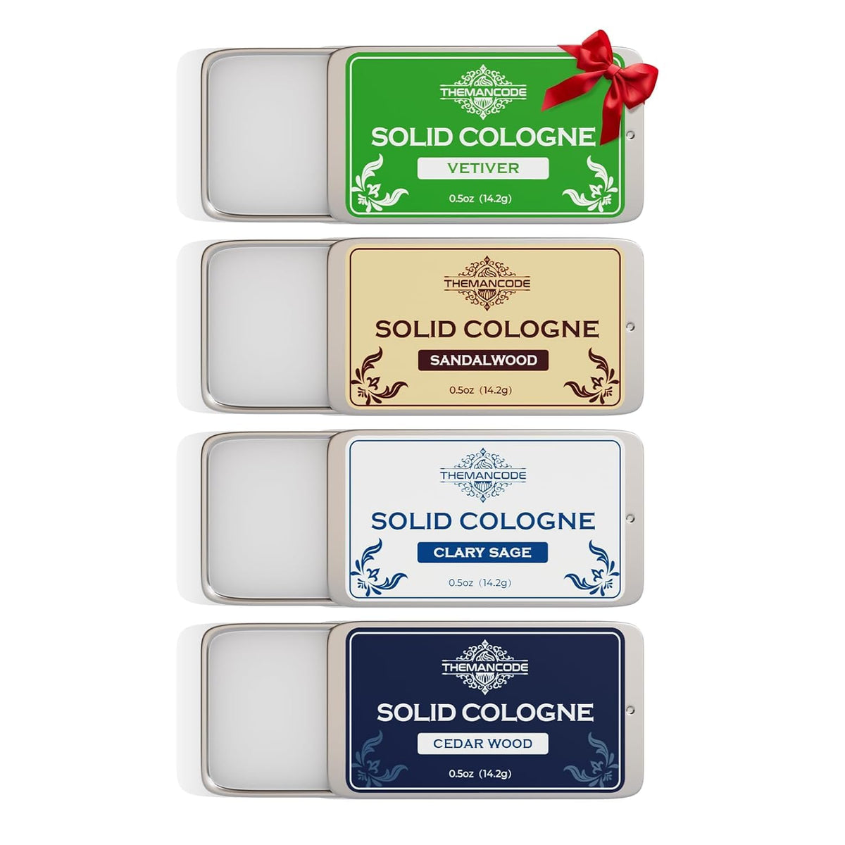 THEMANCODE sandalwood solid cologne compact for travel and daily refinement.