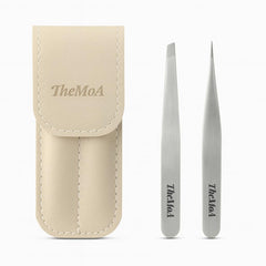 THEMOA precision tweezers with pointed tips for ultra-precise eyebrow grooming