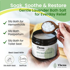 THENA Sitz Bath Soak with coconut and almond oils for hydrating hemorrhoid relief