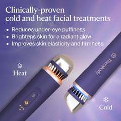 TheraFace cold treatment cooling to reduce puffiness and calm tired eyes.