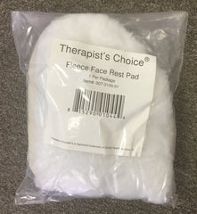 Therapist's Choice fleece headrest cover close-up highlighting snug elastic fit.