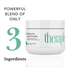Theraplex Emollient Cream ingredient panel features petrolatum and cyclomethicone for targeted hydration.