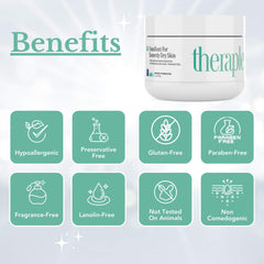 Theraplex Emollient Cream texture close-up shows thick, rich emollient for dry areas.