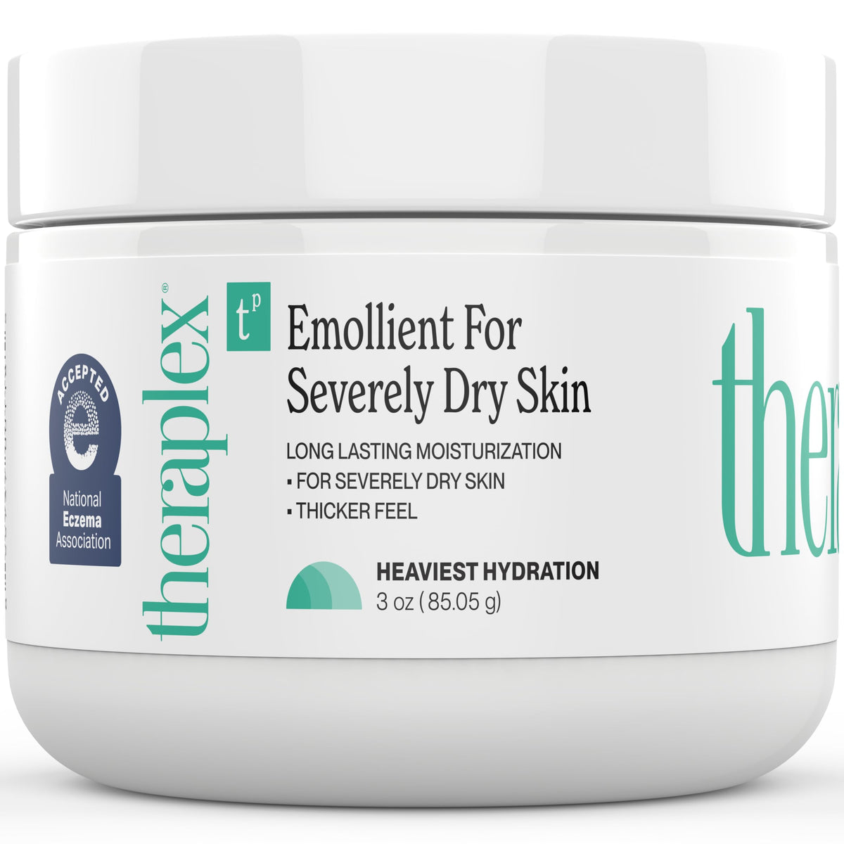Theraplex Emollient crema para piel seca en frasco de 3 oz, hidratación duradera.