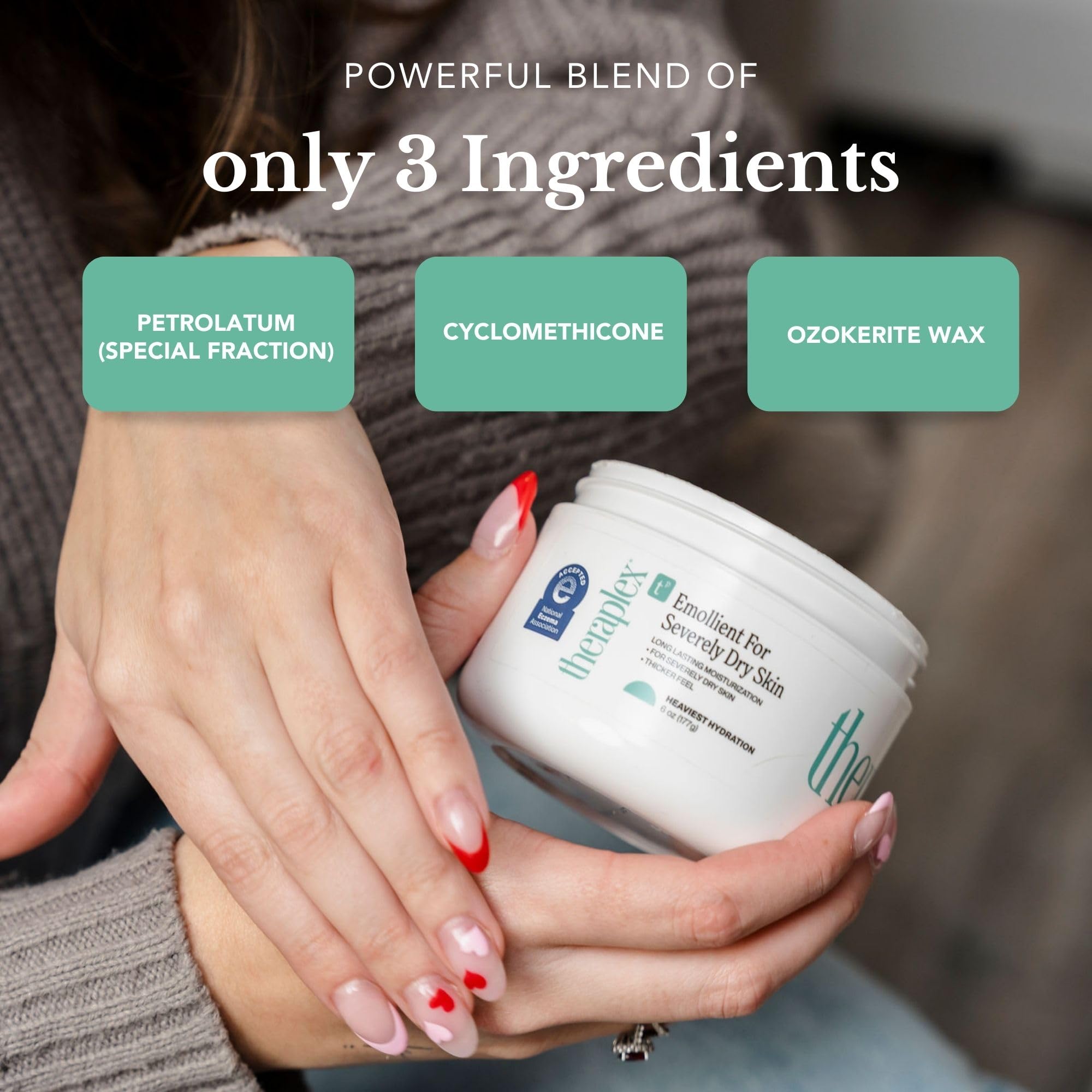 Theraplex Emollient para uso diario en piel seca de brazos y piernas.