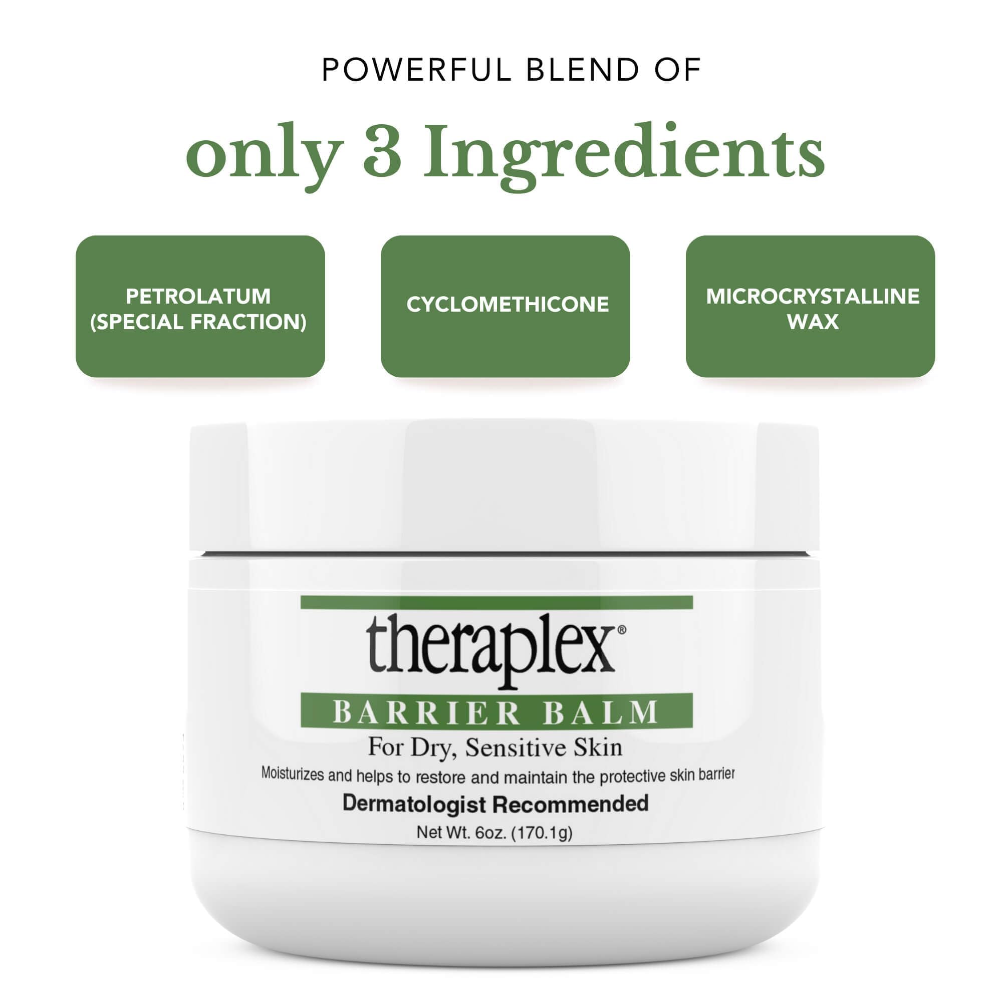 Sensitive skin care routine with Theraplex barrier balm.