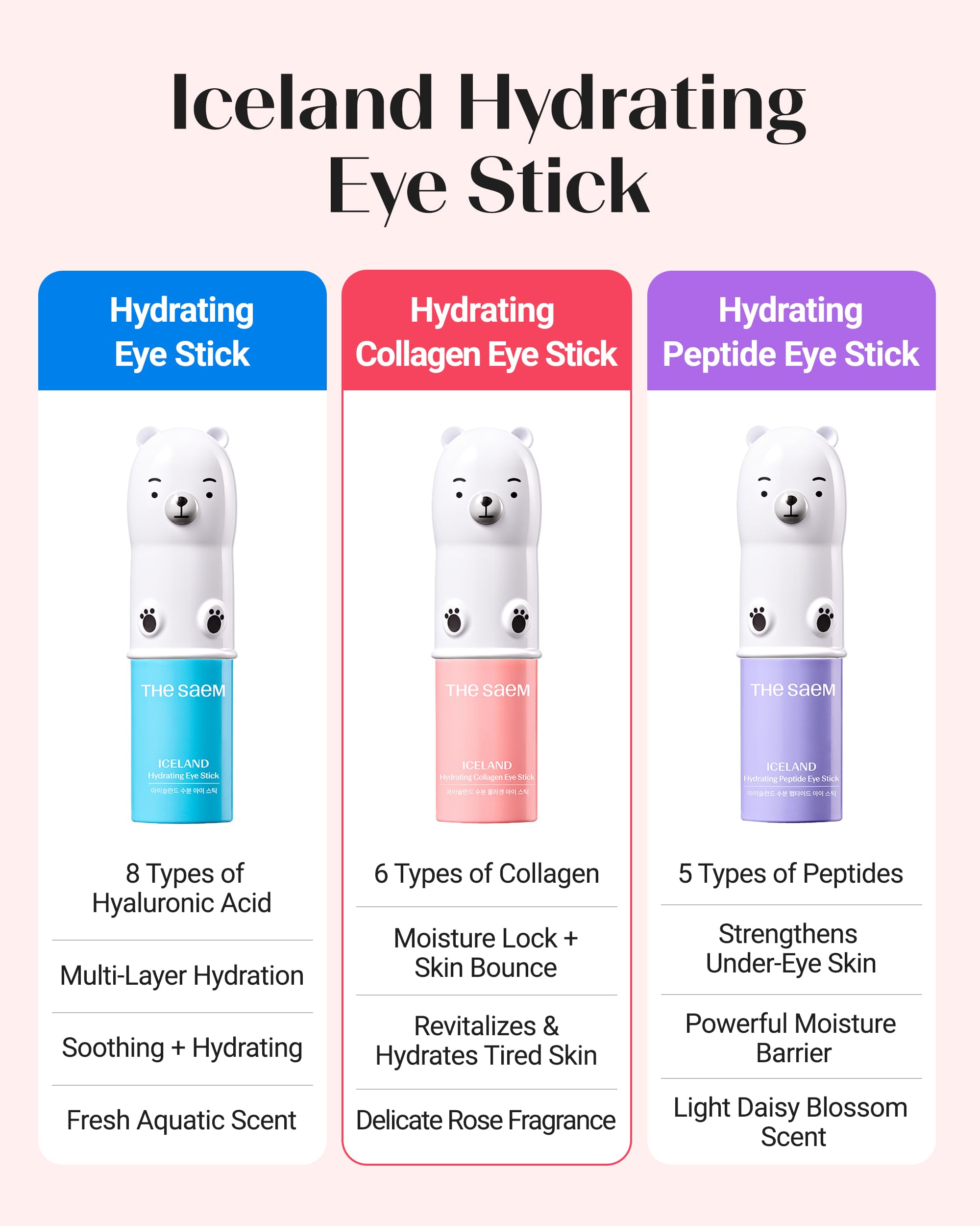 THESAEM Iceland barrita ojos diseño ligero desliza sin engrosar