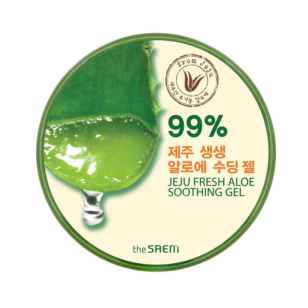 Textura ligera del THESAEM Jeju Fresh Aloe Gel con efecto refrescante.
