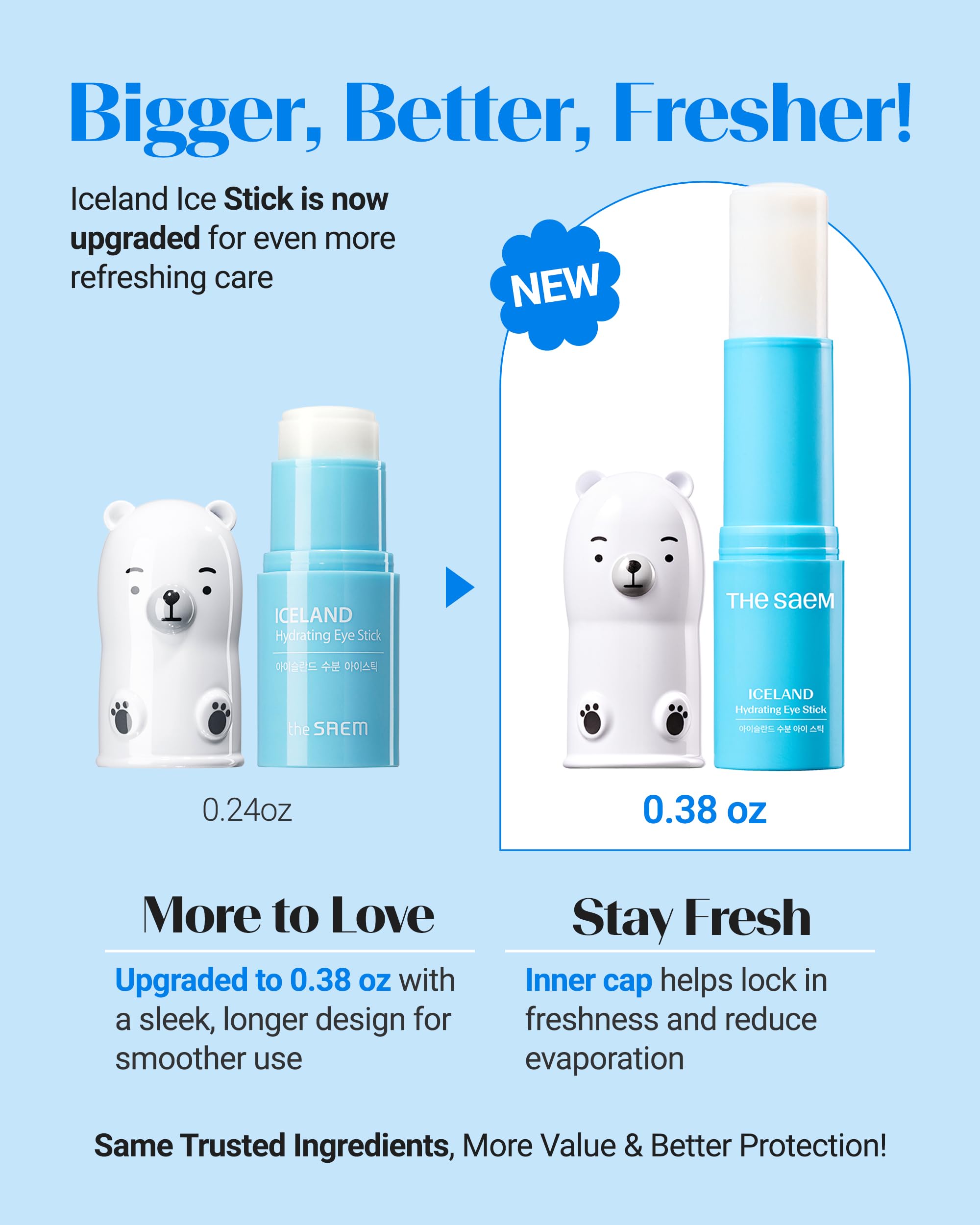 Aplicación con stick THESAEM para ojos, uso rápido y refrescante.