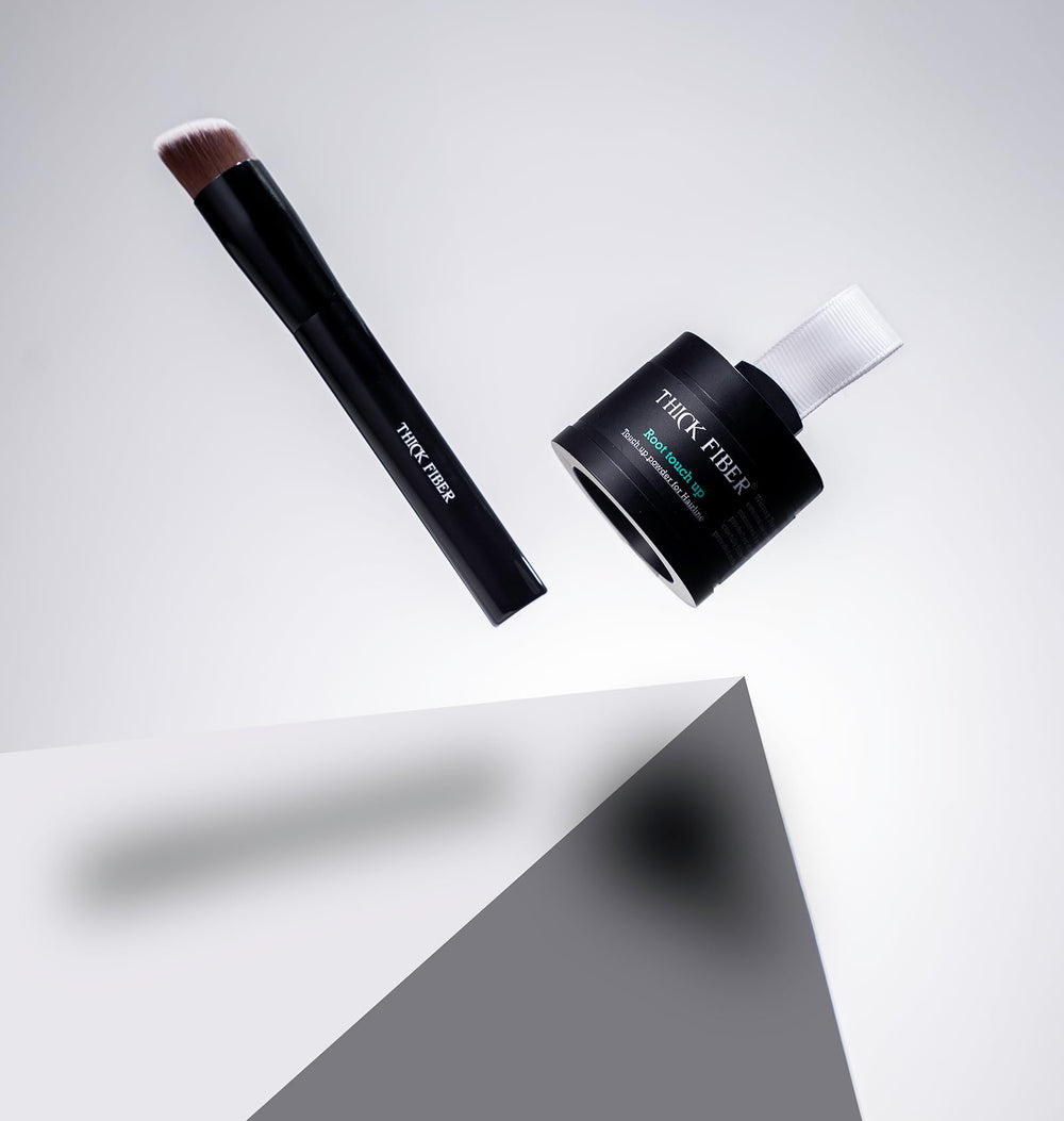 Thick Fiber complete set with puff, mirror, and brush for easy touch-ups.