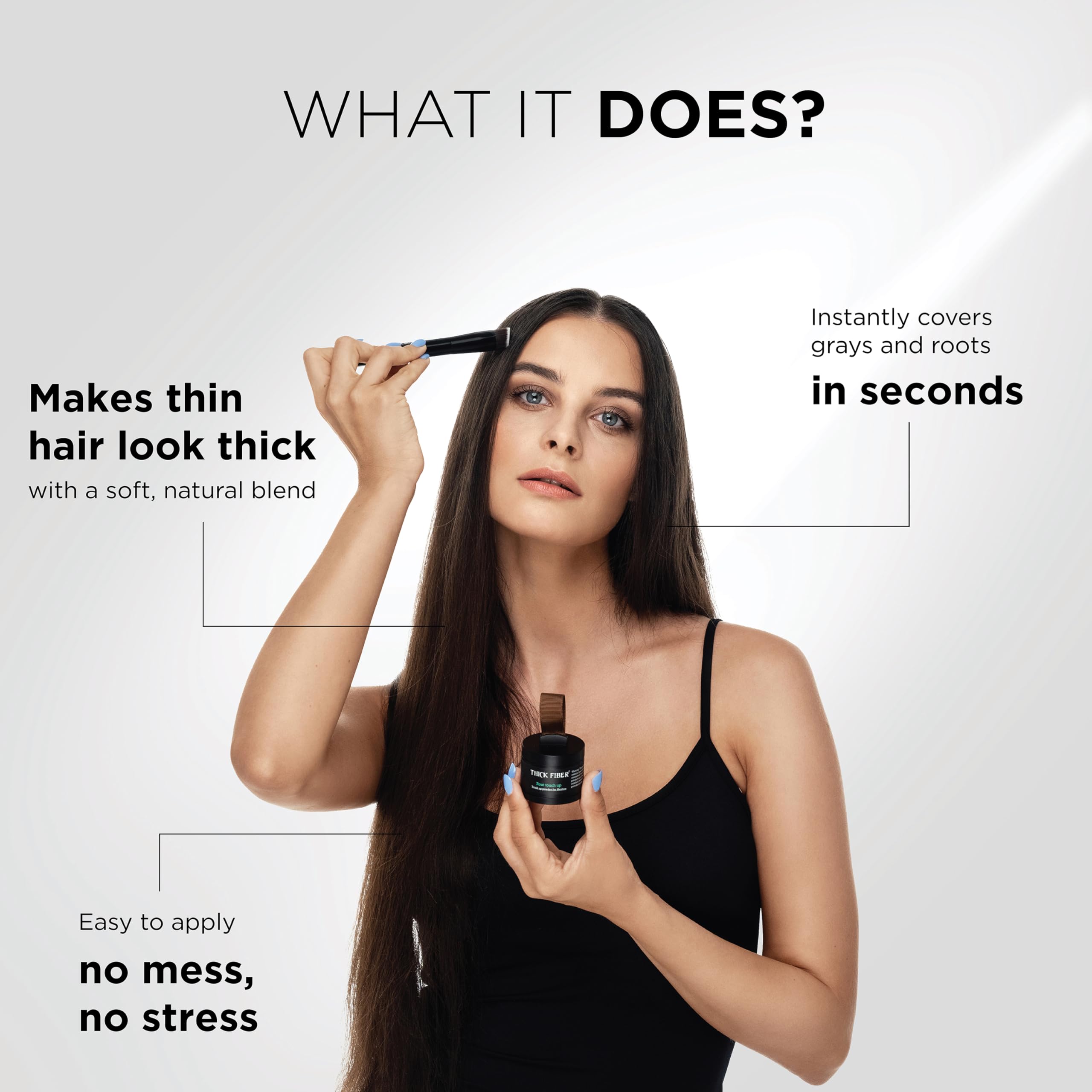 Thick Fiber hairline concealer brush for precise, natural-looking application.