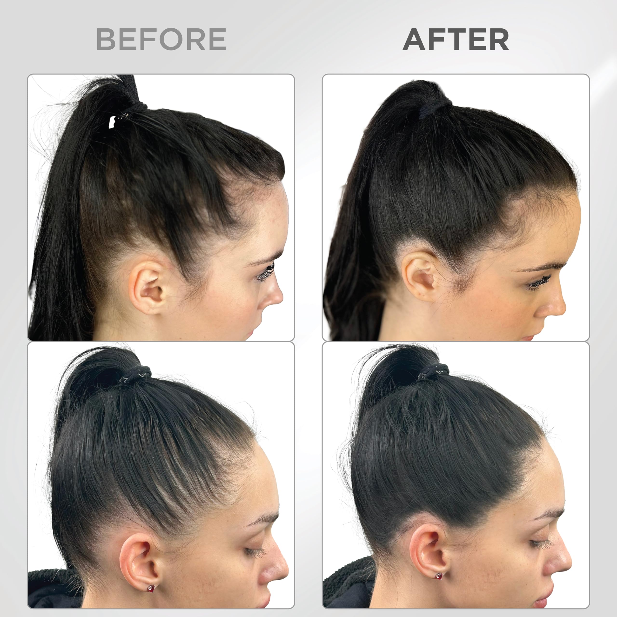 Thick Fiber mirror for on-the-go hair touch-ups.