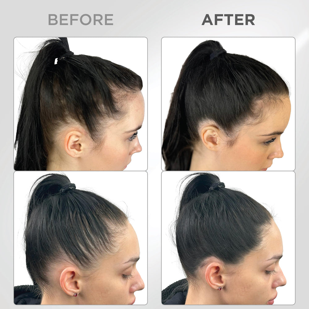 Thick Fiber mirror for on-the-go hair touch-ups.