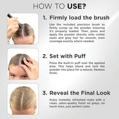 Thick Fiber Root Touch Up Powder Blonde mirror aids precise application.