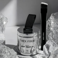 Thick Fiber Root Touch Up Powder brush for controlled application.