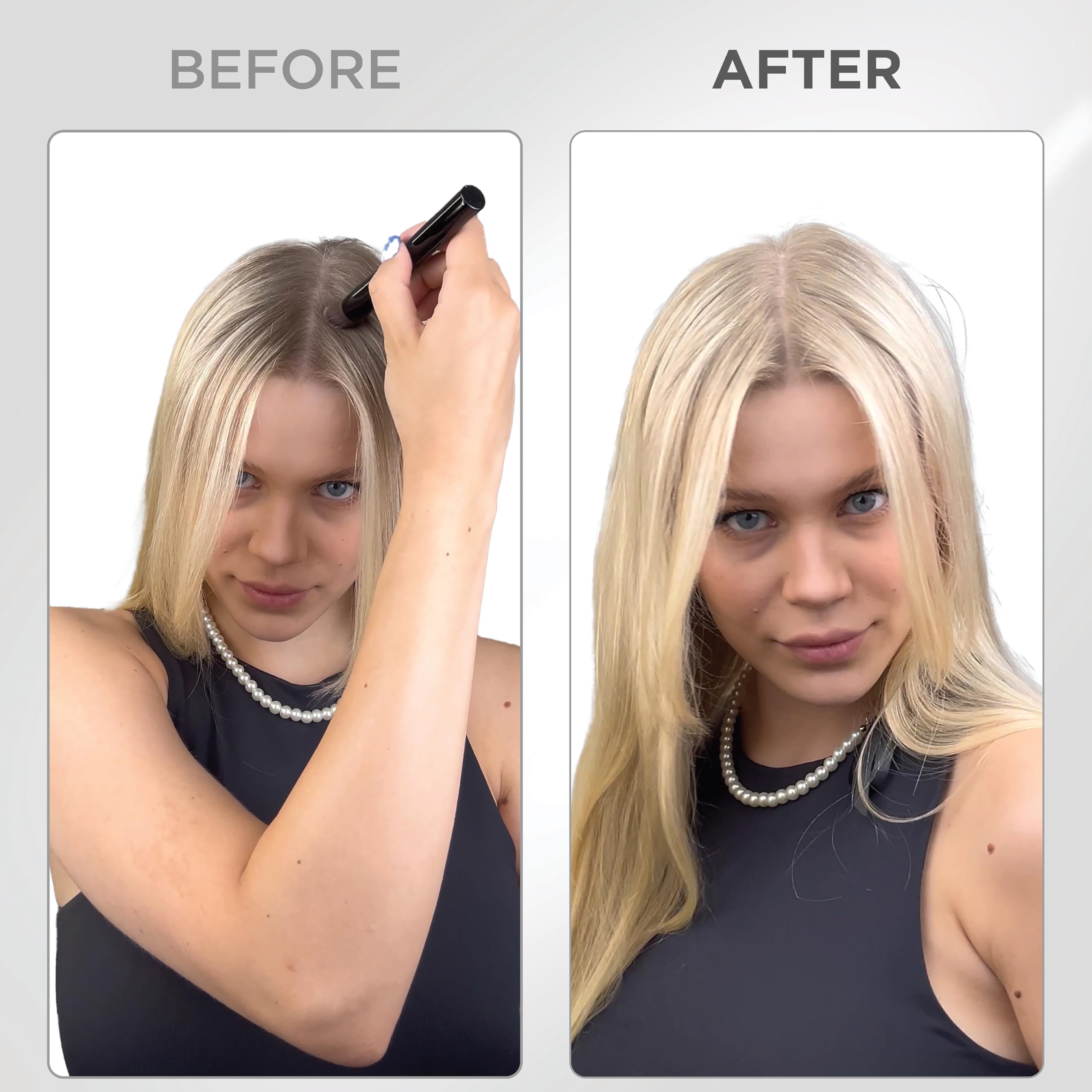 Thick Fiber Root Touch Up Powder mirror helps precise on-the-go touch-ups.