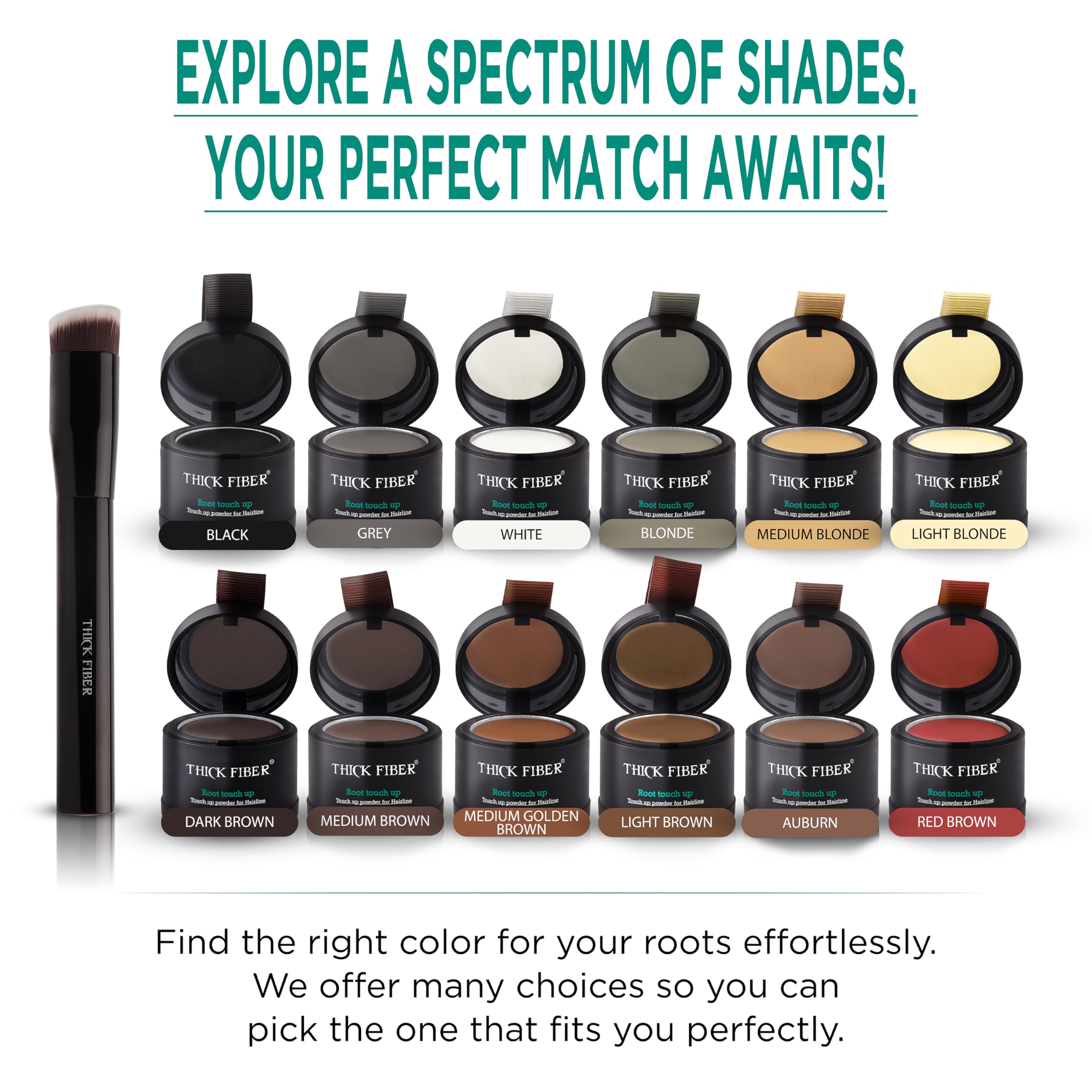 Thick Fiber water-resistant hair concealer withstands sweat and light rain.