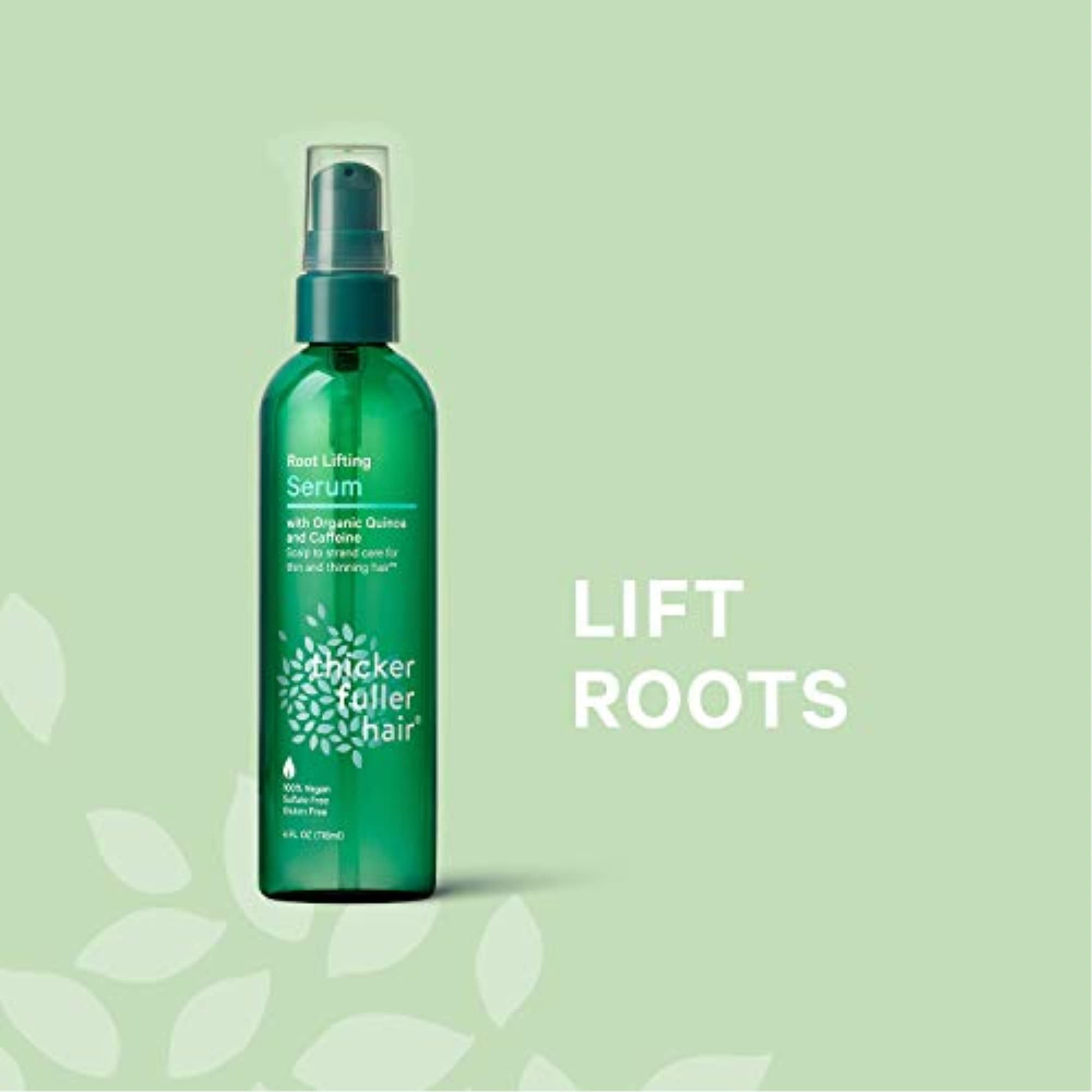Thicker Fuller Hair suero verde en botella para levantar raíces y densidad