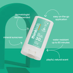 Thinksport Kids SPF 30 sunscreen stick on the arm during outdoor play