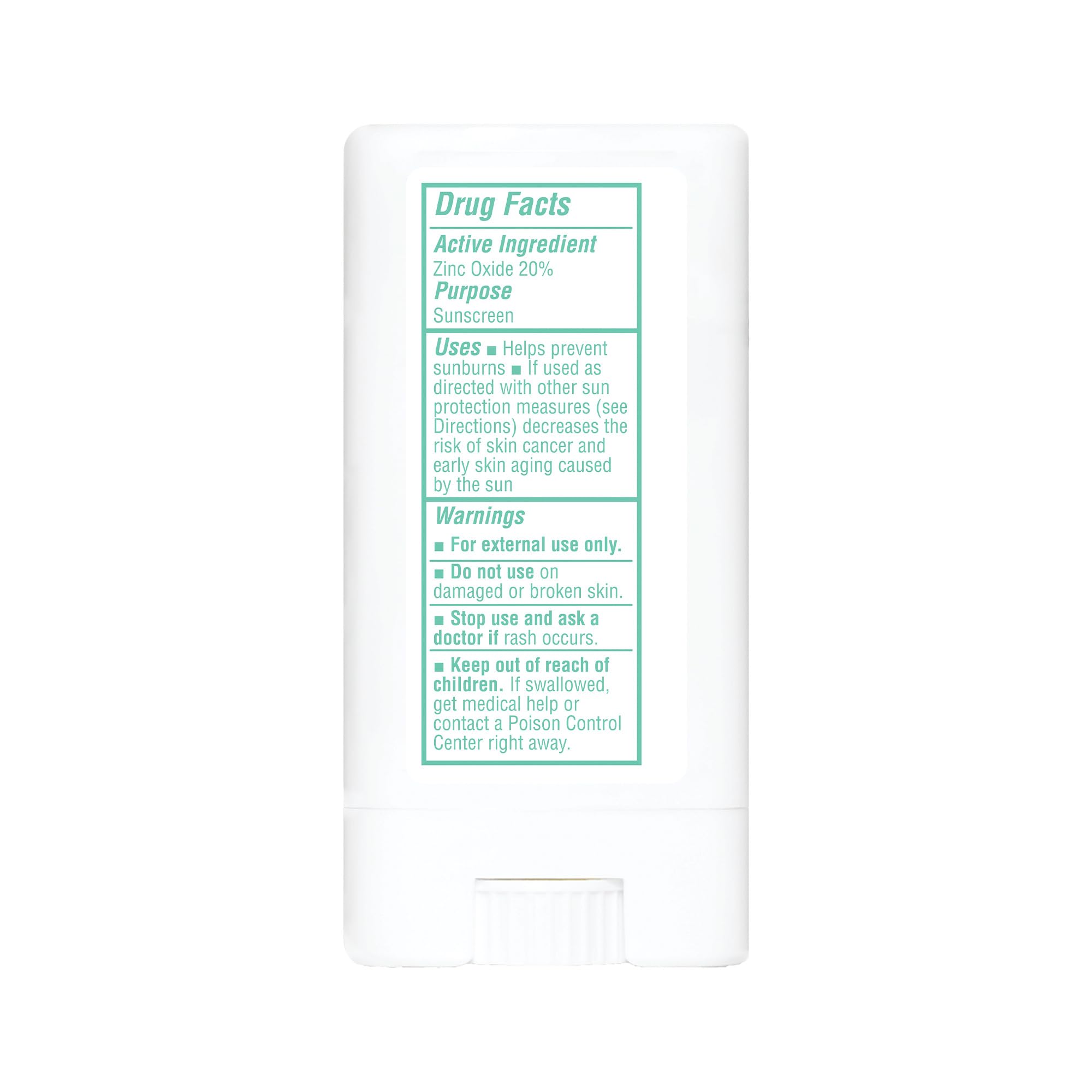 Thinksport Kids SPF 30 sunscreen stick ingredients label highlights clean minerals