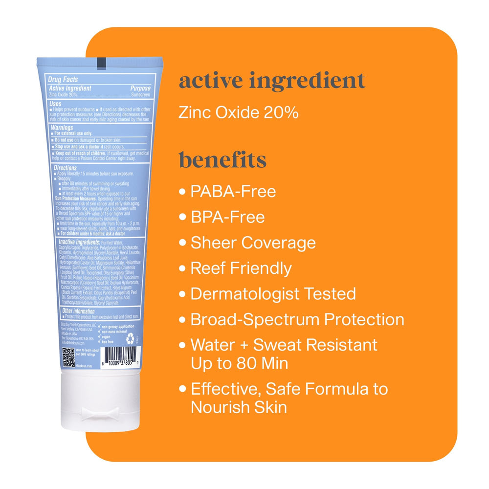 Thinksport SPF 30 zinc mineral claro protege sin dejar grasa