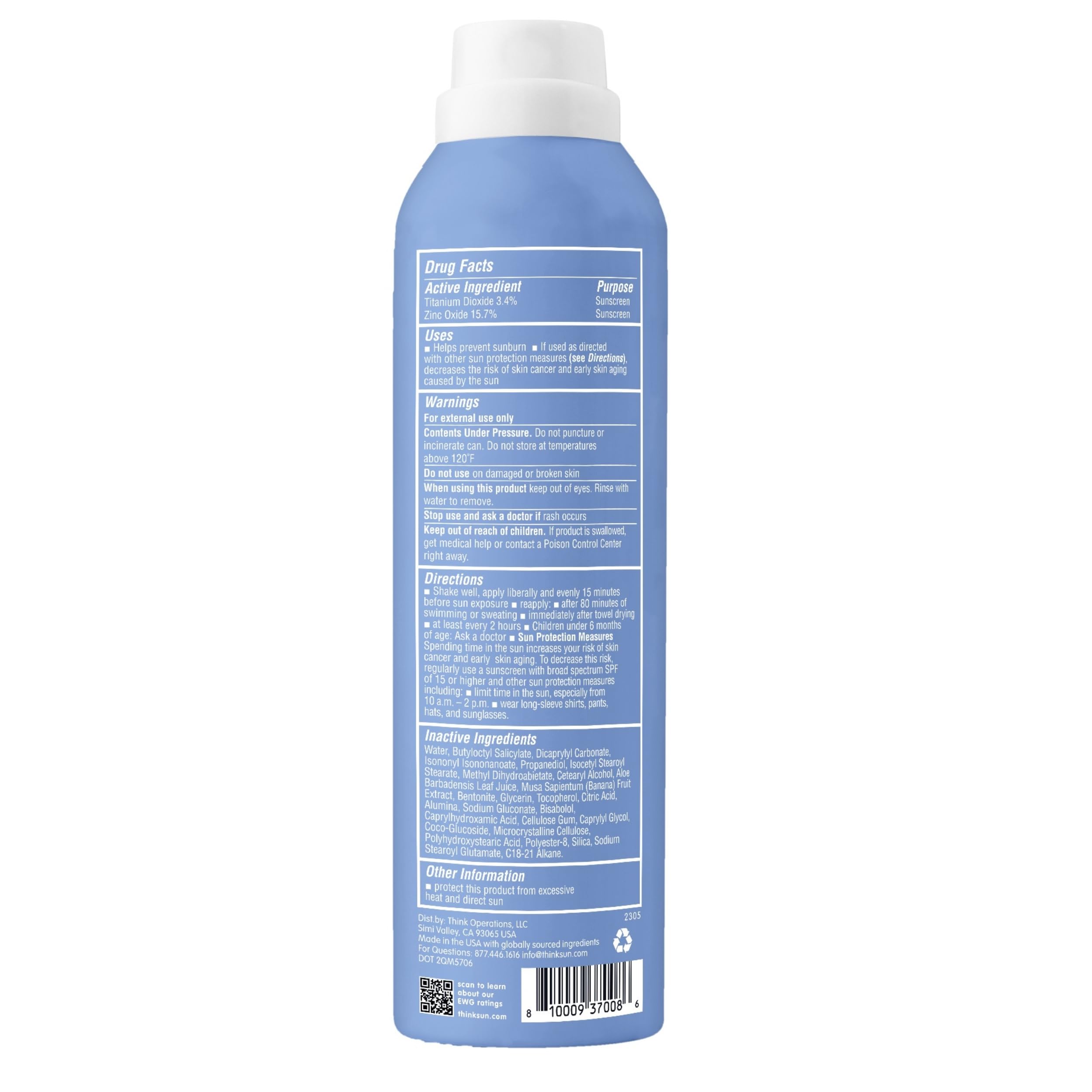 Thinksport SPF50 mineral spray, acabado mate y no pegajoso en la piel.