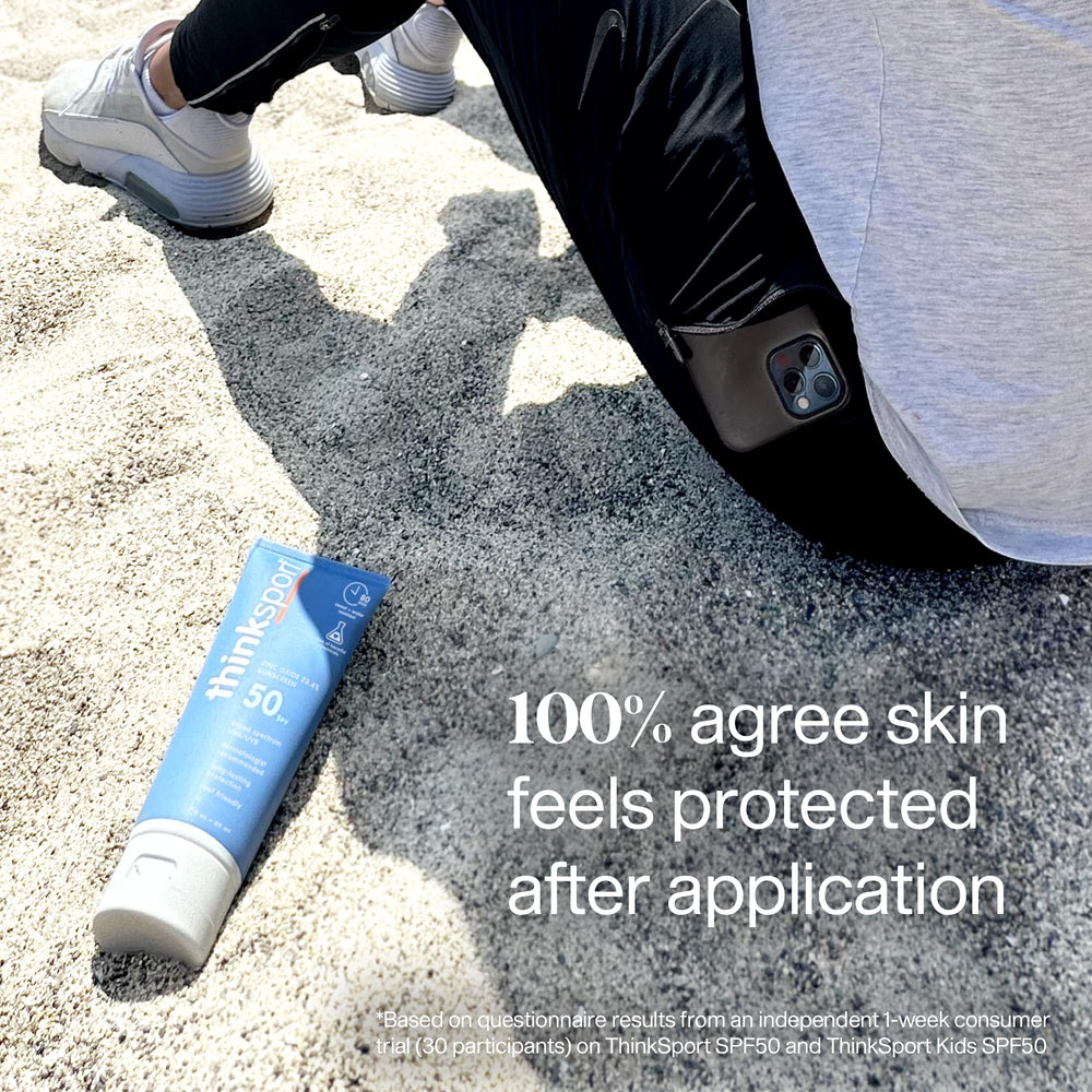 ThinkSport SPF 50, textura suave y absorción rápida para sesiones deportivas.