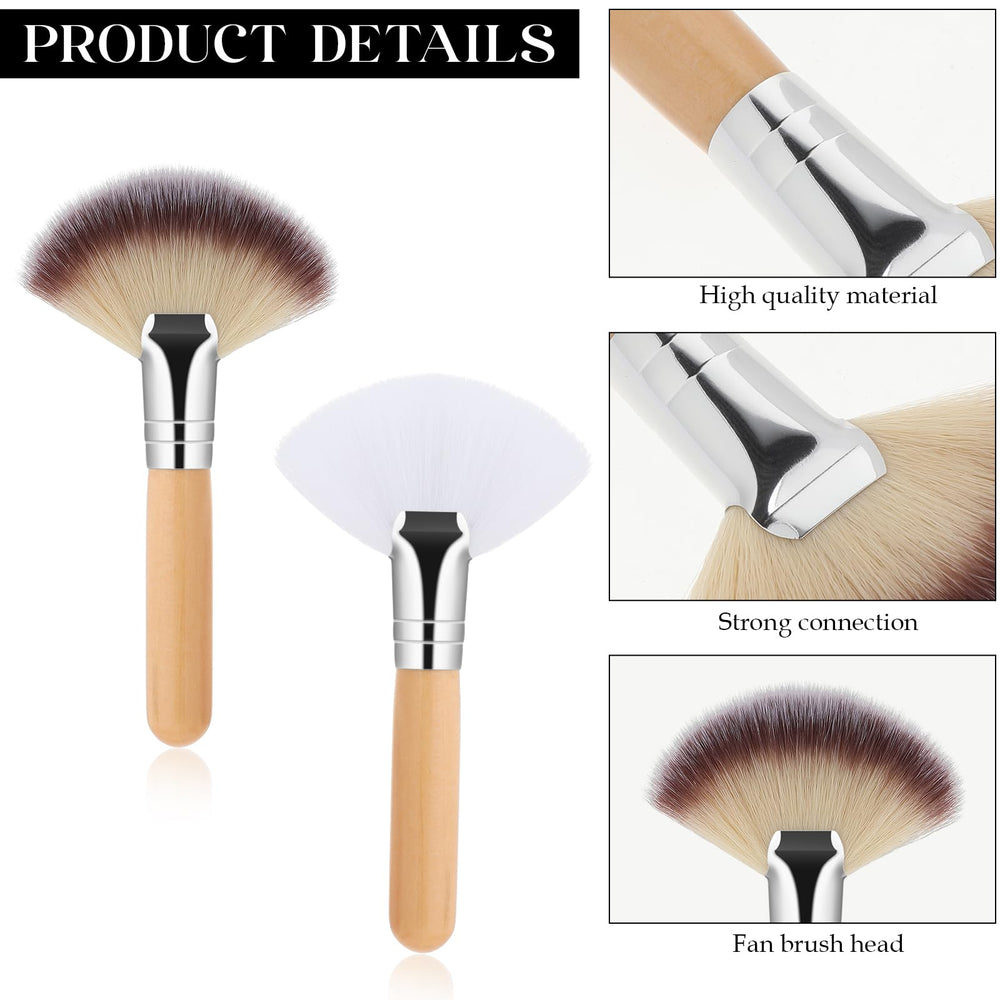 Thinp long-handle facial fan brush for comfortable grip and controlled contour
