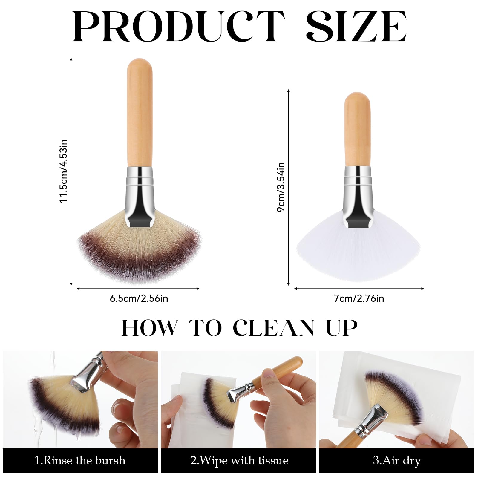 Thinp short-handle facial fan brush ideal for compact touch-ups