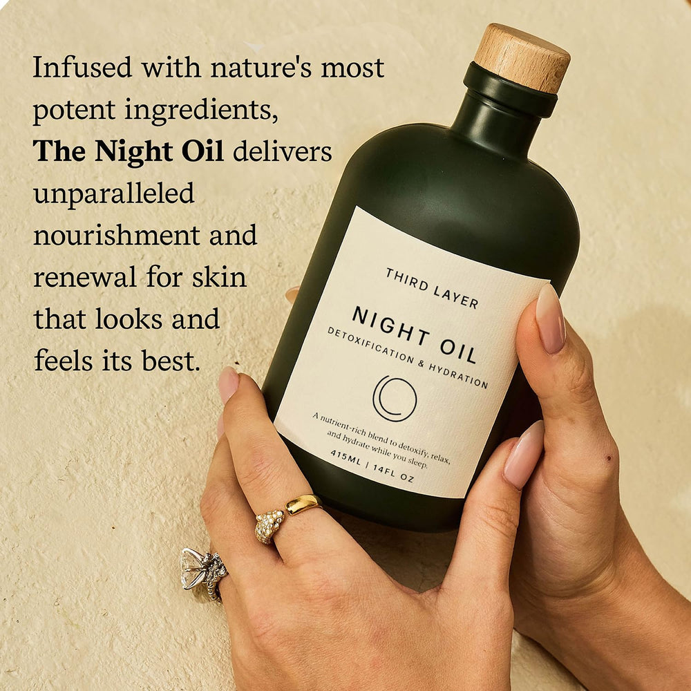 Third Layer Frankincense and botanicals convey soothing aroma in a calming evening ritual.