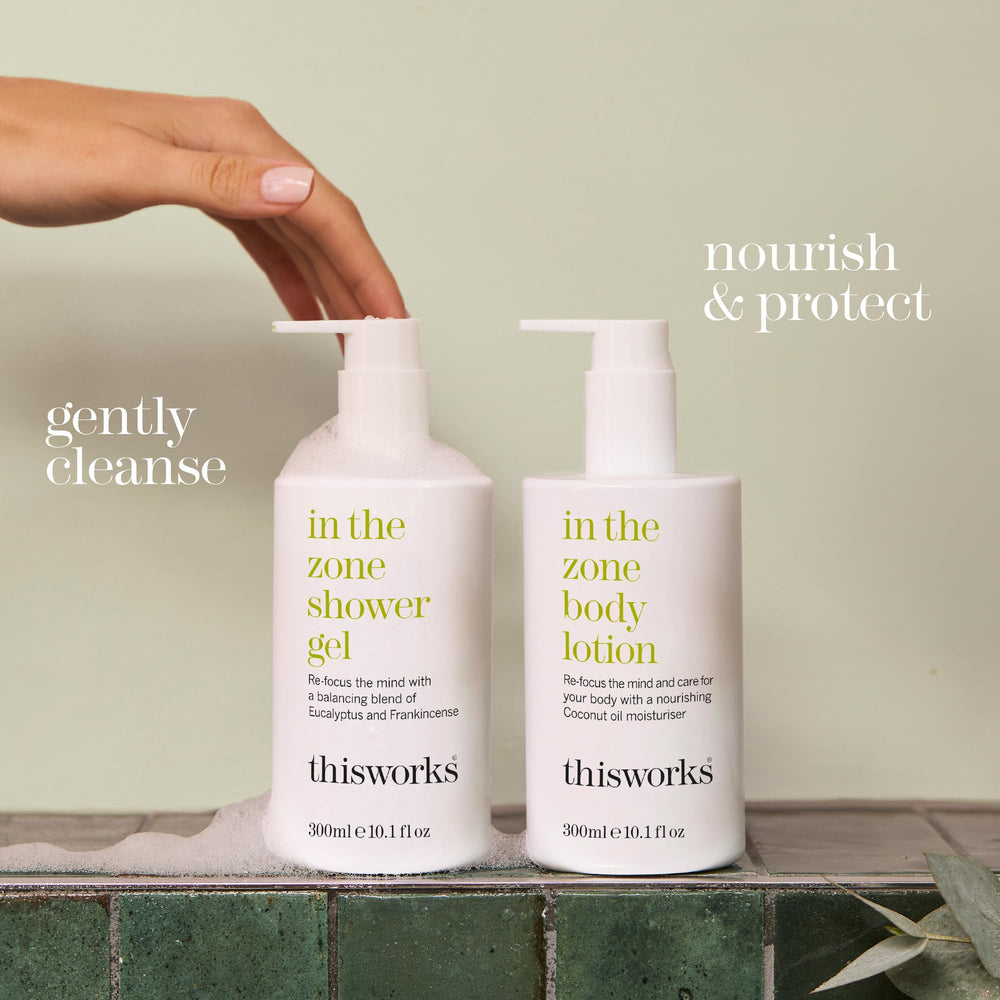 THISWORKS In The Zone body application demonstrates versatile day-to-night use.