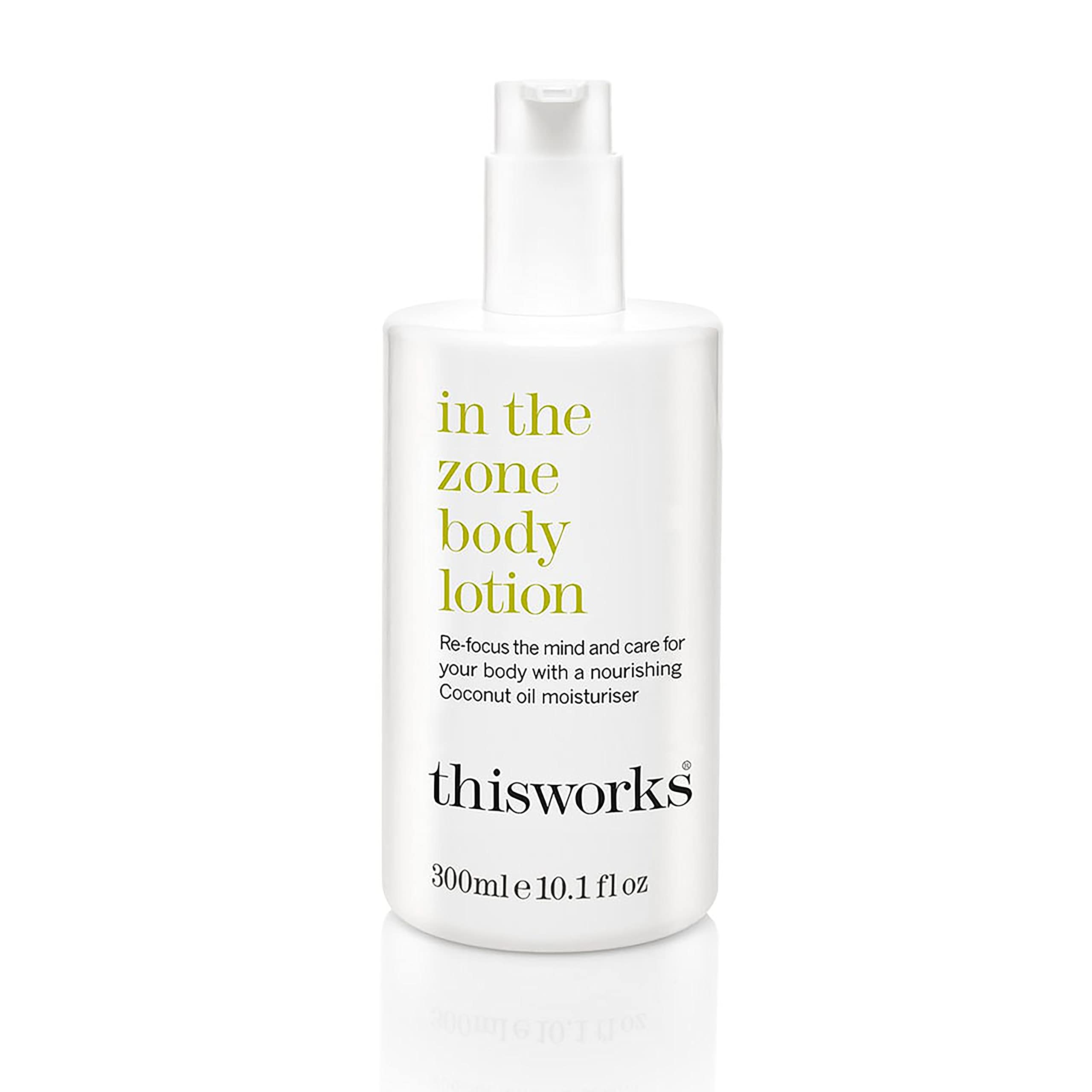 THISWORKS In The Zone bottle pour for easy, mess-free application.
