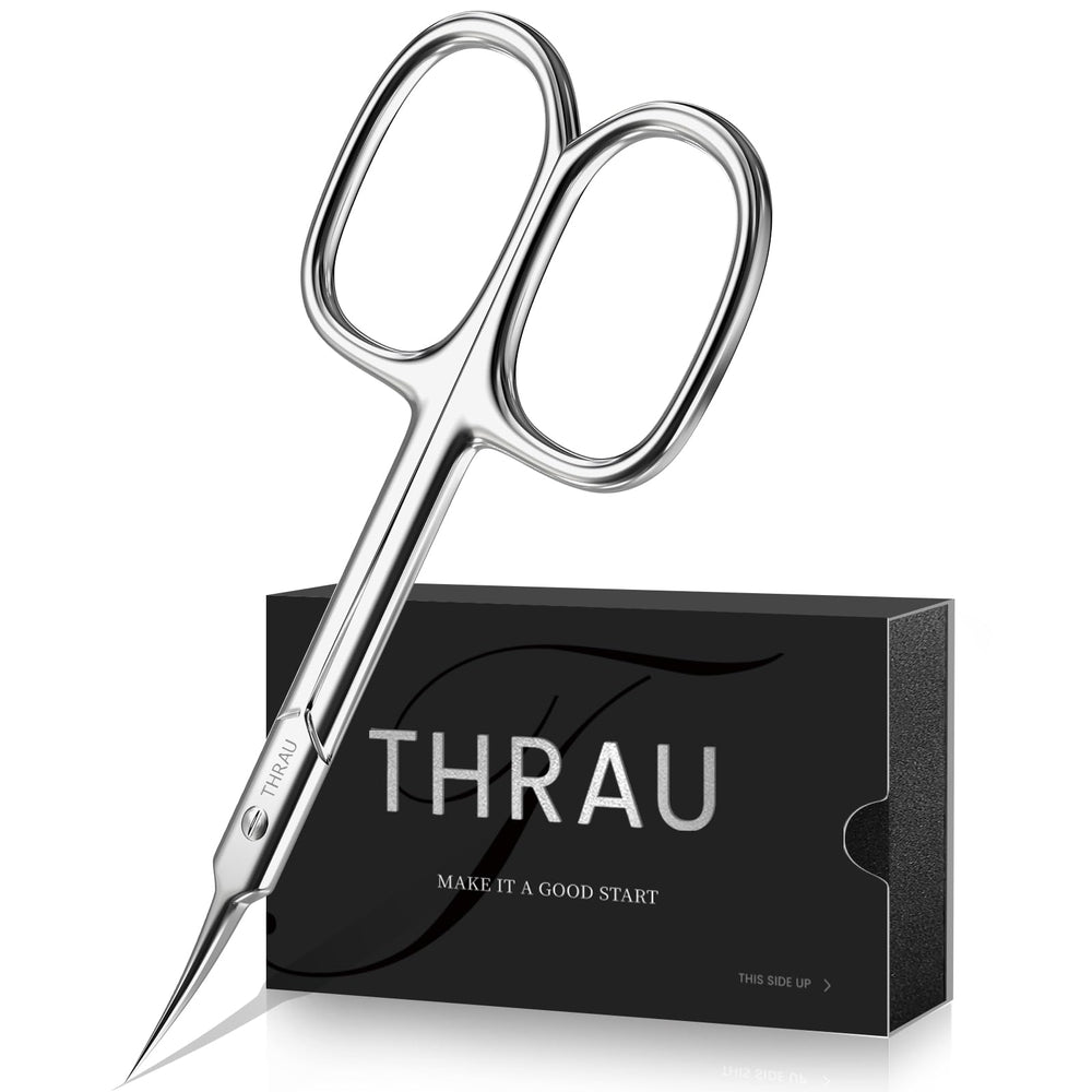 THRAU Cuticle Scissors compact design for portable home use.