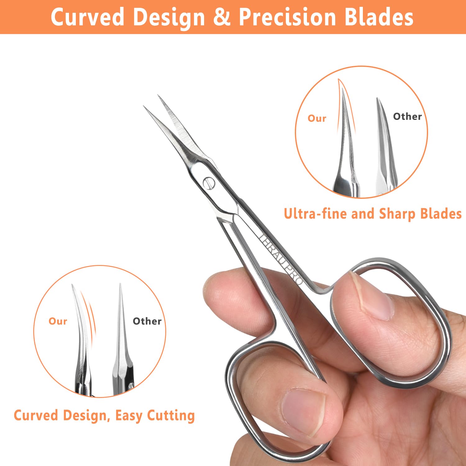 THRAU cuticle scissors ergonomic handle for comfortable control