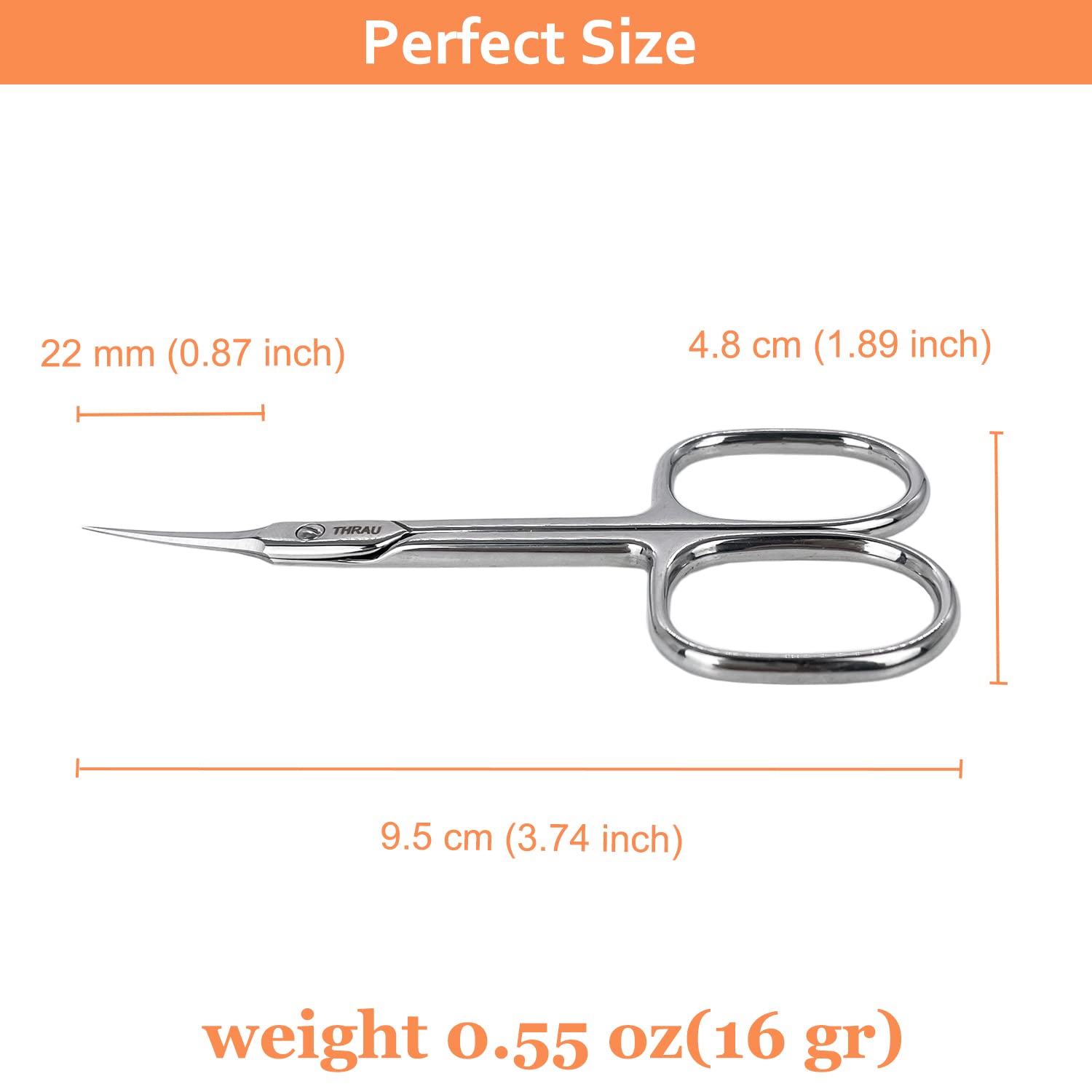 THRAU cuticle scissors for nails, eyebrows and lashes