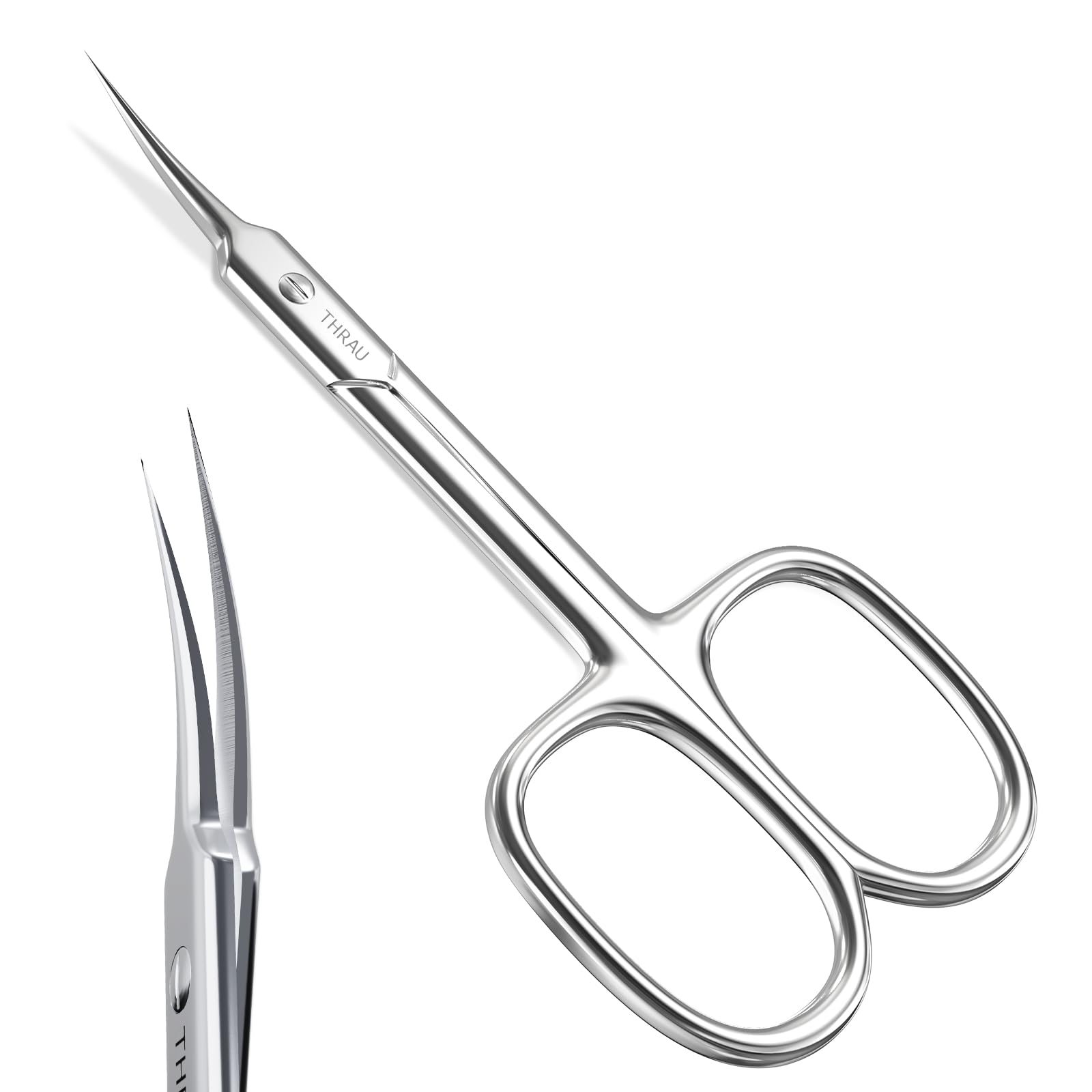 THRAU Cuticle Scissors with a precision blade for clean, precise trims.