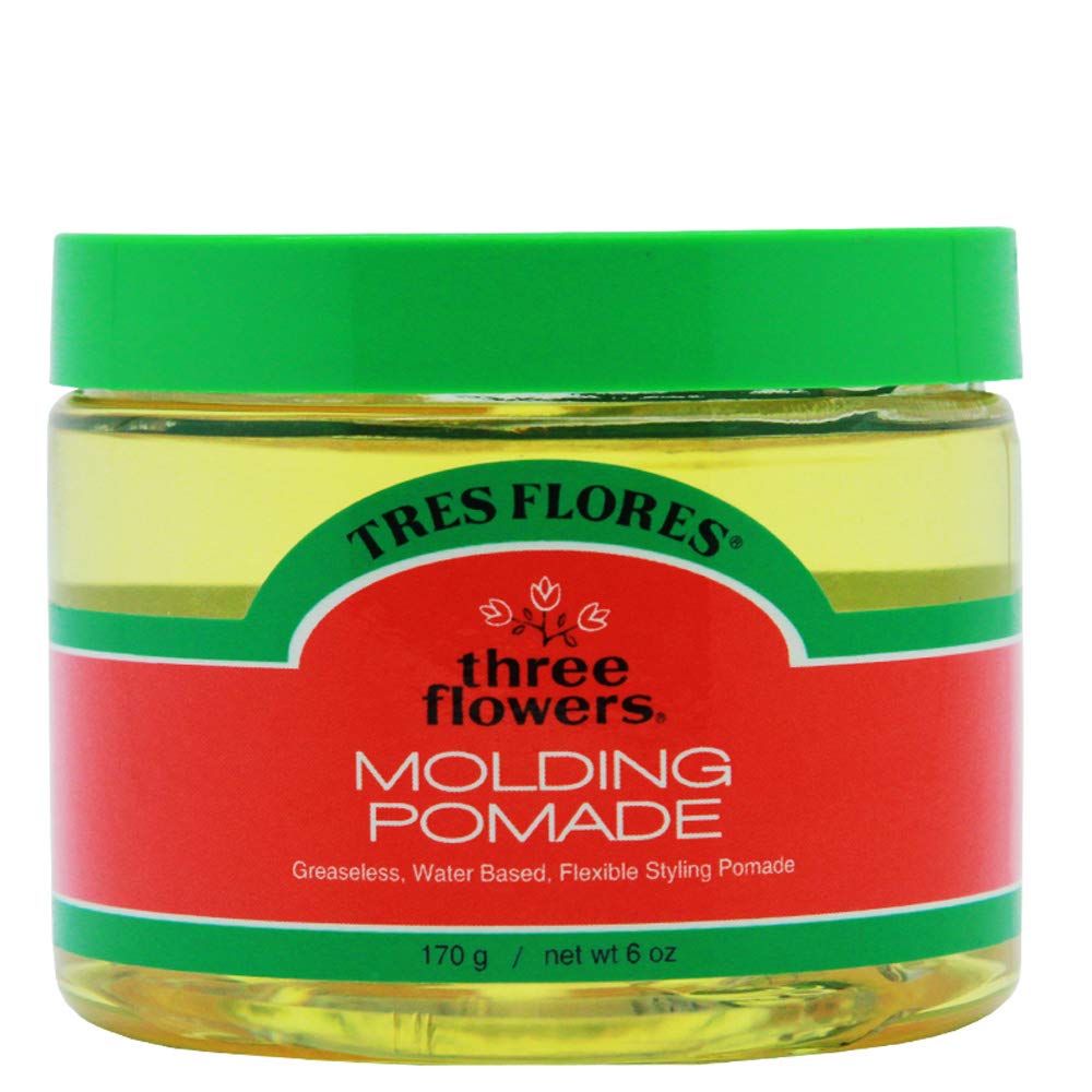 Three Flowers Molding Pomade bottle offering flexible hold and easy rinse for men