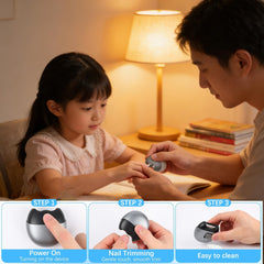 3 in 1 Automatic Electric Nail Clipper with ergonomic handle supports comfortable control.