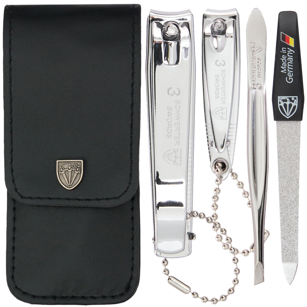 Three Swords Germany manicure kit case with complete nail care tools for home use.