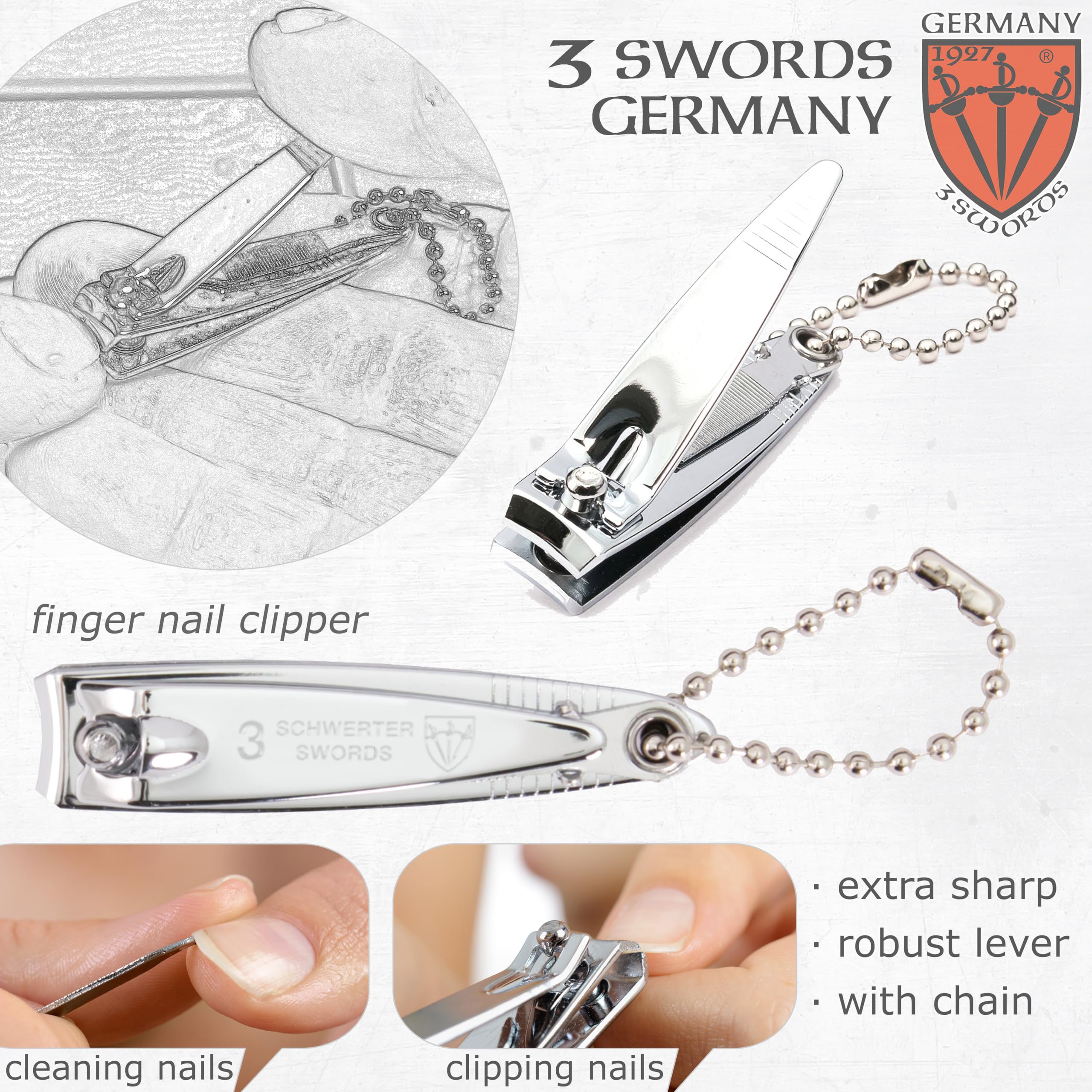 Three Swords Germany tweezers close-up for precise grooming.